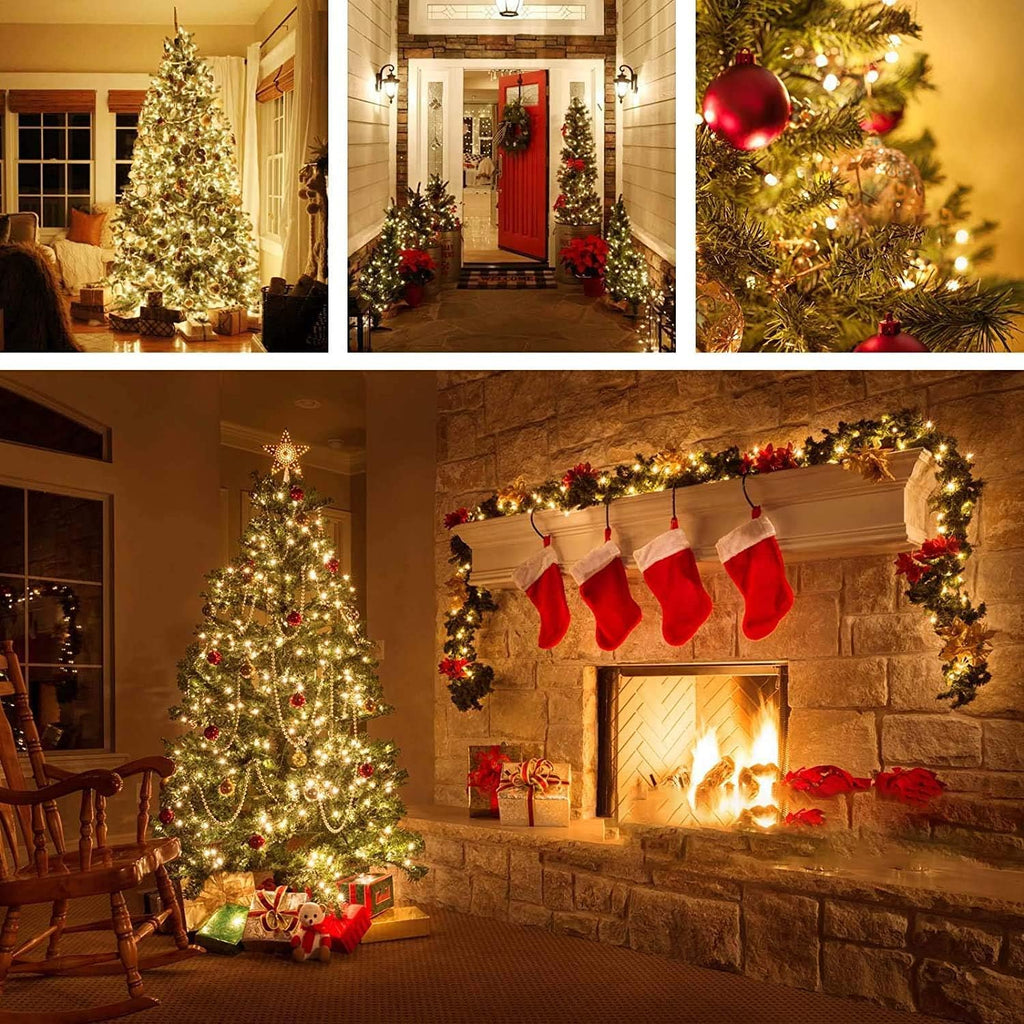 Clownya Christmas Lights 100ft, 300 LEDs, Warm White, 8 Modes — Indoor/Outdoor Plug-in