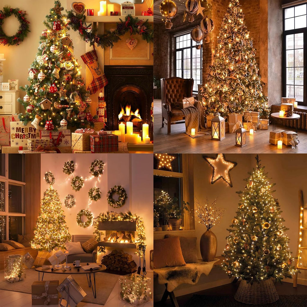 Clownya Christmas Lights 100ft, 300 LEDs, Warm White, 8 Modes — Indoor/Outdoor Plug-in