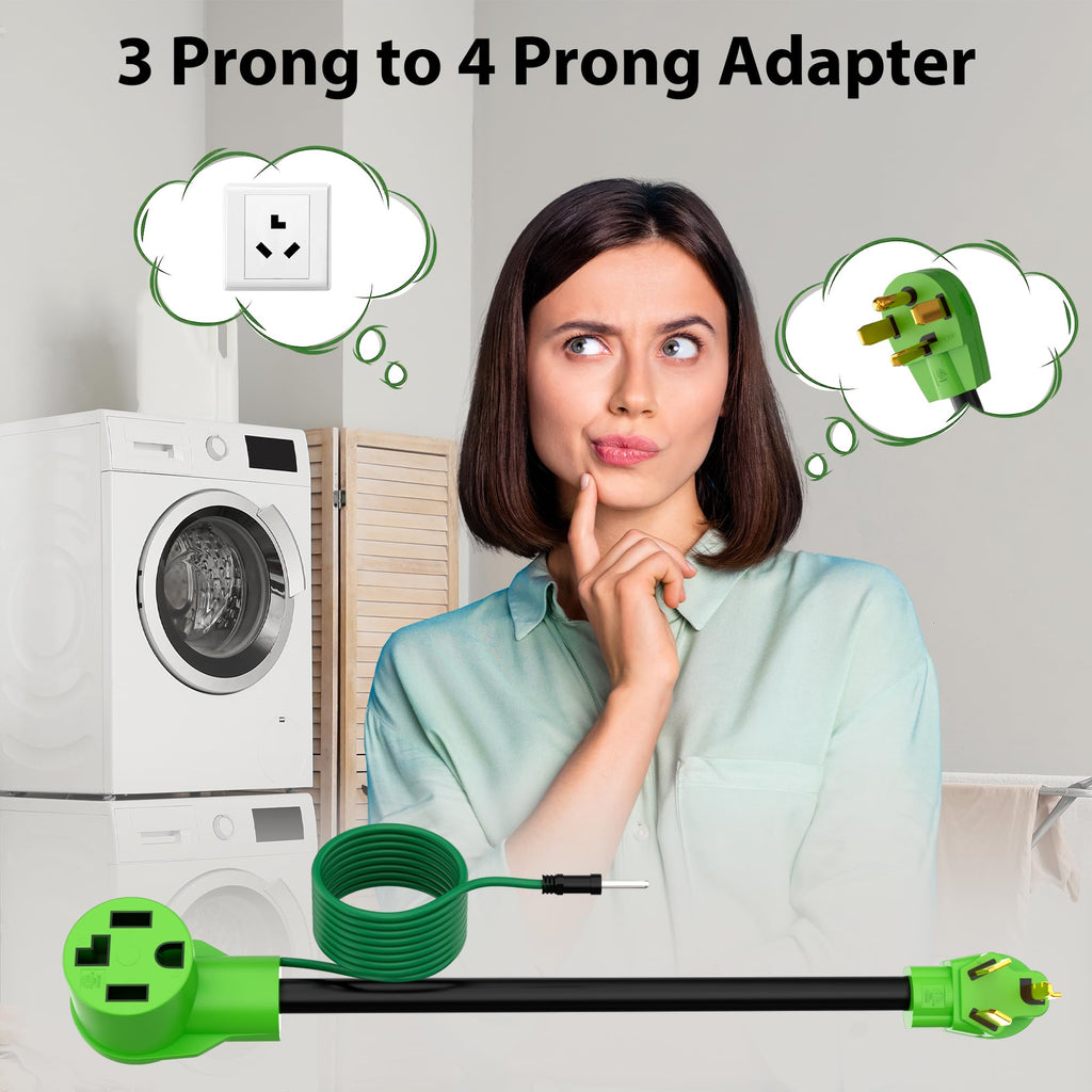 Conable 4-Prong to 3-Prong Dryer Plug Adapter | NEMA 14-30P to 10-30R, 2 ft, 30A, ETL Listed