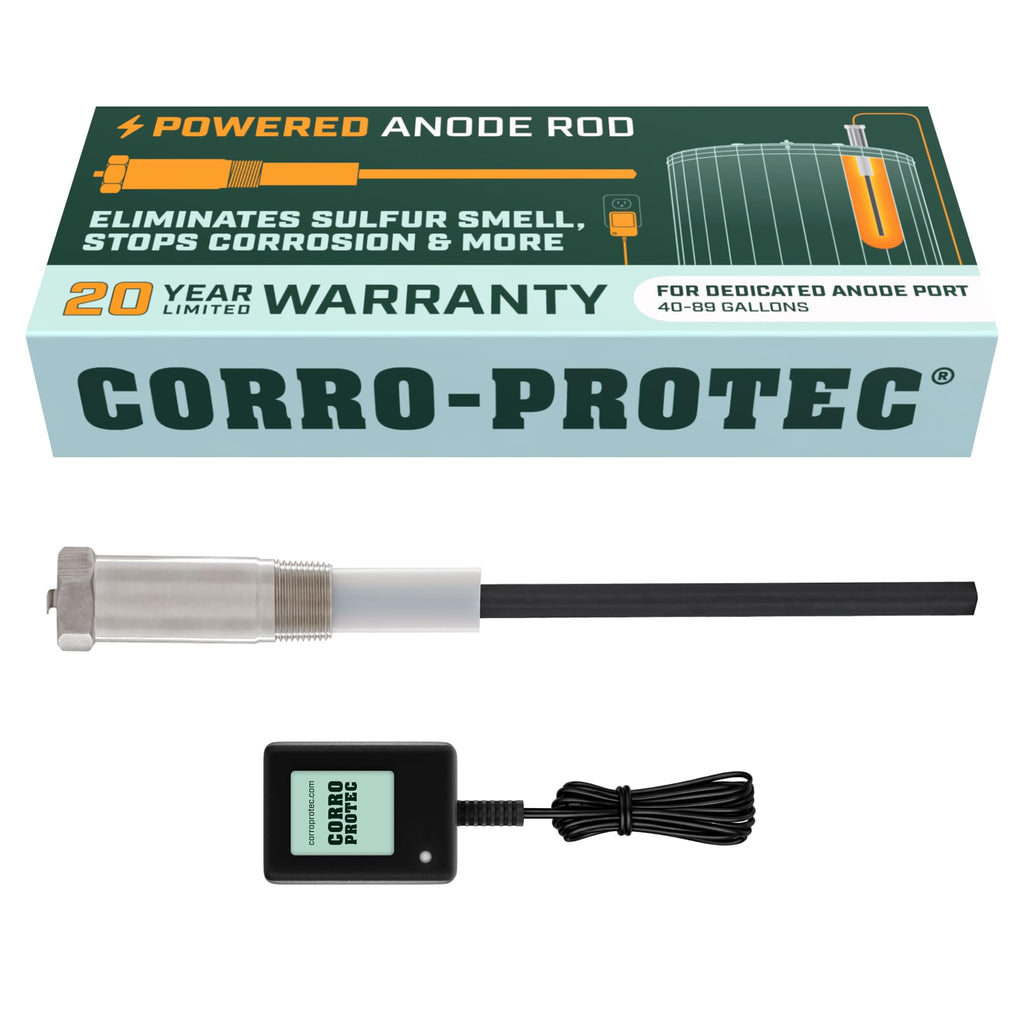Corro-Protec Powered Anode Rod for Water Heaters – Titanium, 20-Year Warranty, Odor Elimination