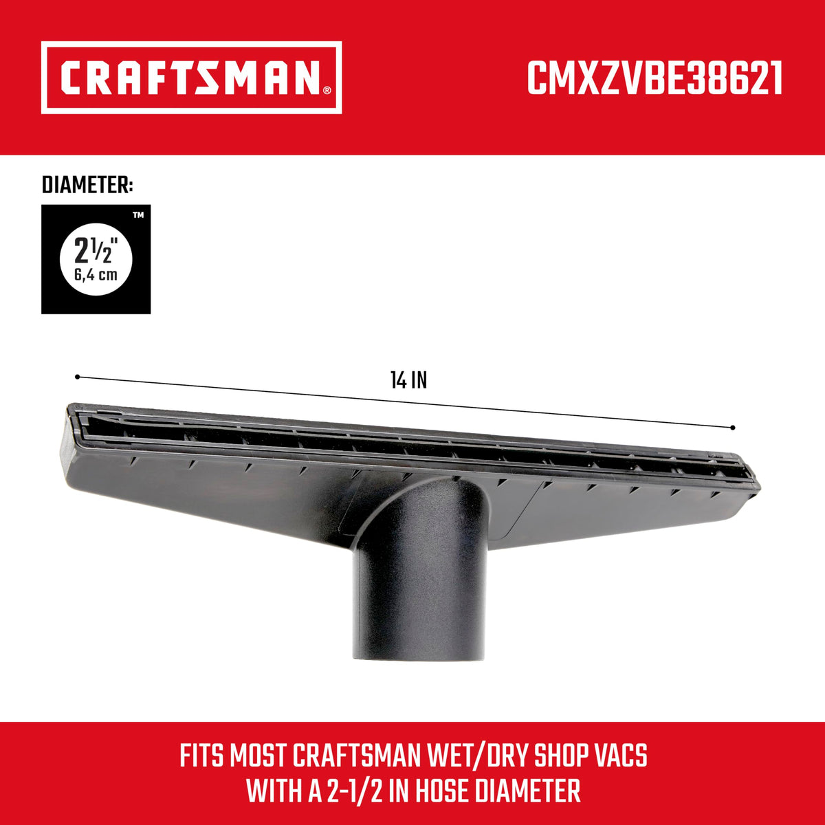 CRAFTSMAN 2-1/2 in Wet Nozzle Attachment for Wet/Dry Vacs – Industrial-Grade, Large-Mess Cleanup