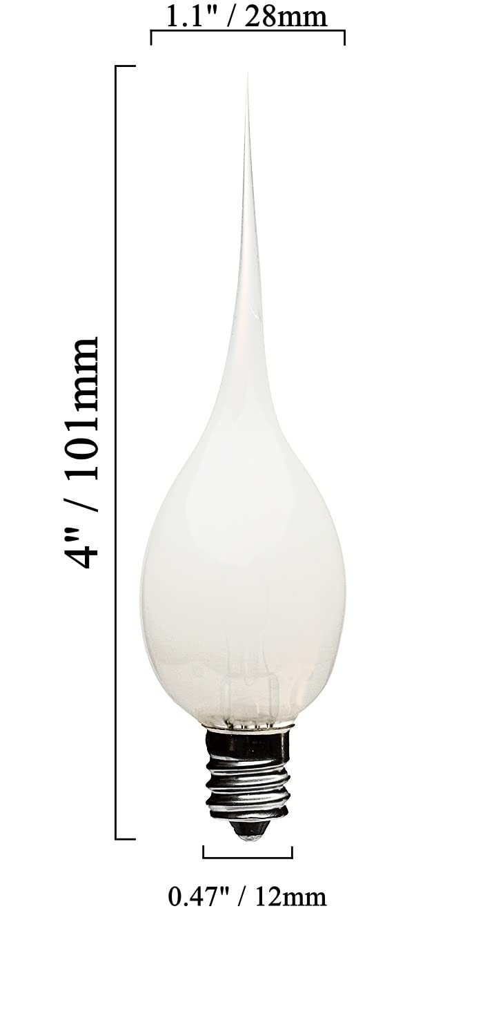 Creative Hobbies Silicone Dipped 7W Incandescent Candle Lamp Bulbs – 10 Pack (E12)