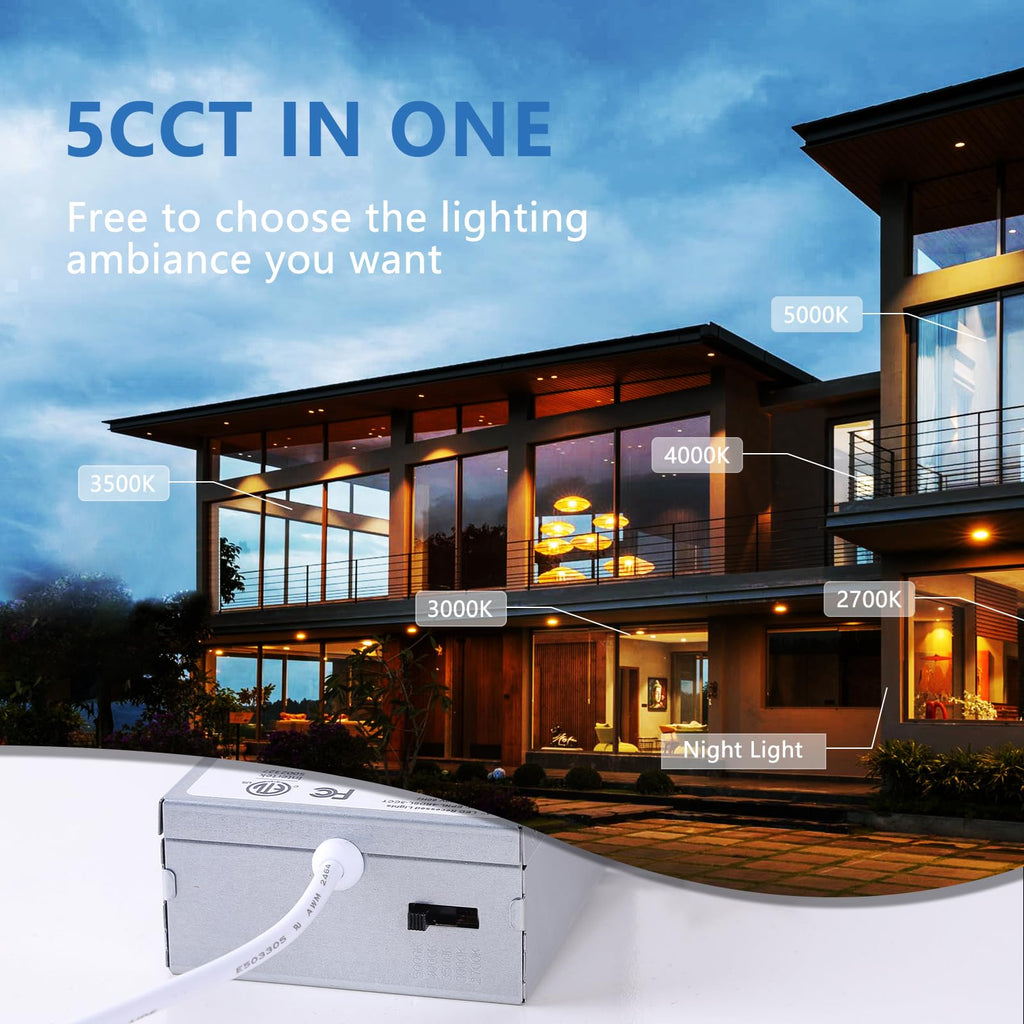 CycevSun 12-Pack 6-Inch LED Recessed Lights with Night Light — Dimmable, 5 CCT, Canless Wafer, ETL & Energy Star