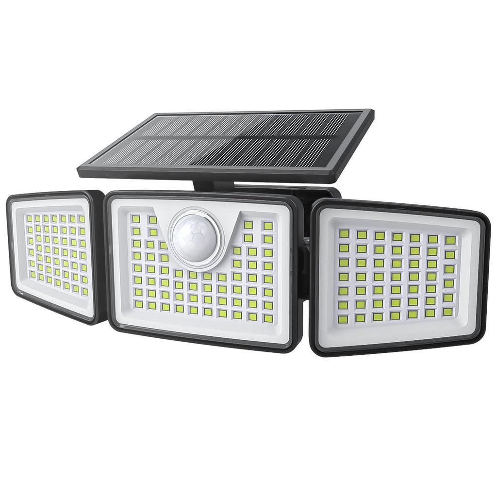 daphino 2500LM Solar Flood Lights with Motion Sensor - 3-Head 270° Wide Angle IP65 Outdoor Lighting