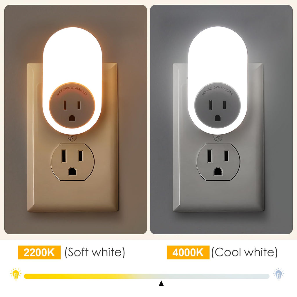 Dawnrise Night Lights Plug In Wall — Dusk-to-Dawn Sensor, 2200K/4000K, 5LM/20LM, 2-Pack