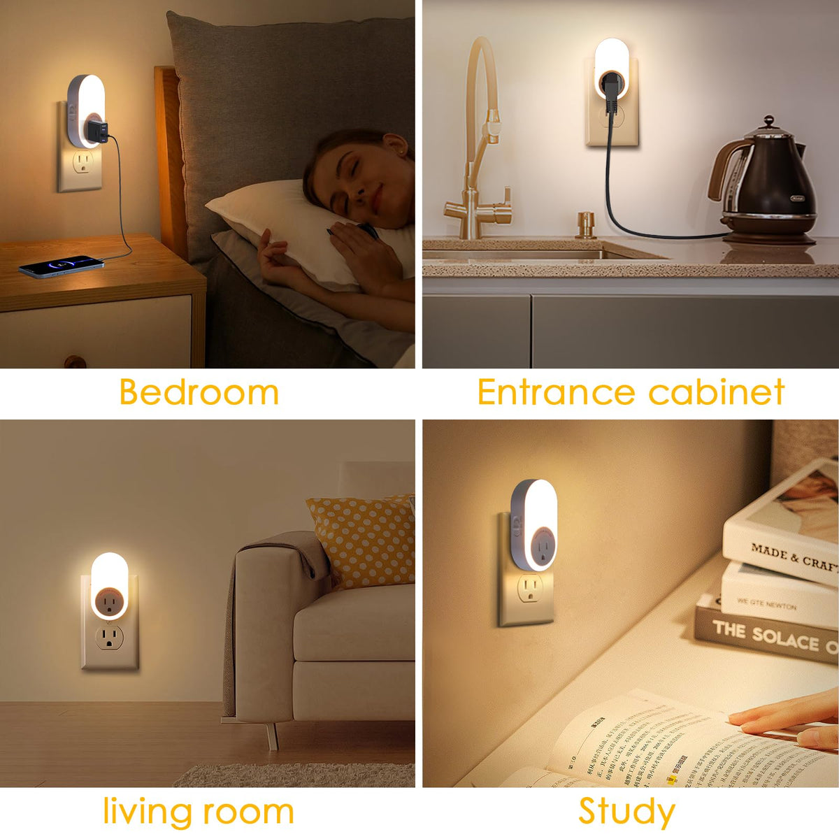 Dawnrise Night Lights Plug In Wall — Dusk-to-Dawn Sensor, 2200K/4000K, 5LM/20LM, 2-Pack