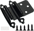 DecoBasics Half-Inch Overlay Matte Black Cabinet Hinges – 10 Pairs (20 PCS), Self-Closing, Flush Mount with Bumpers & Upgraded Screws