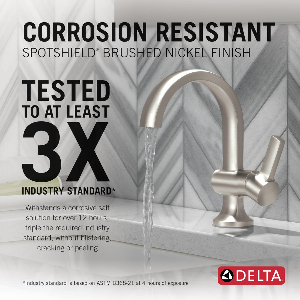 Delta Albion Brushed Nickel 1-Hole Bathroom Faucet | SpotShield & WaterSense | 15855LF-SP