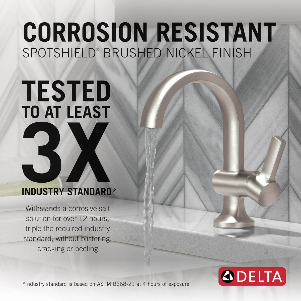 Delta Albion Brushed Nickel 1-Hole Bathroom Faucet | SpotShield & WaterSense | 15855LF-SP