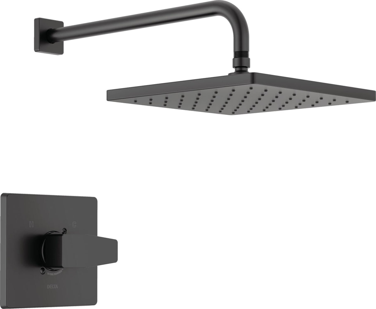 Delta Faucet Modern Raincan Square Shower Trim Kit Matte Black, T14268-BL-PP (Valve Not Included)