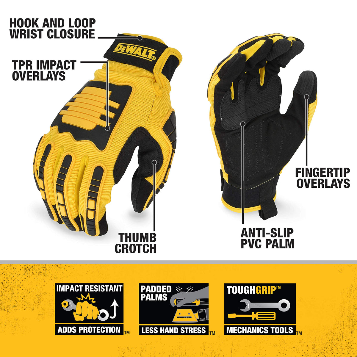 DEWALT DPG781 Performance Mechanic Work Glove with TPR Protection and Anti-Slip Grip – Medium (1 Pair)