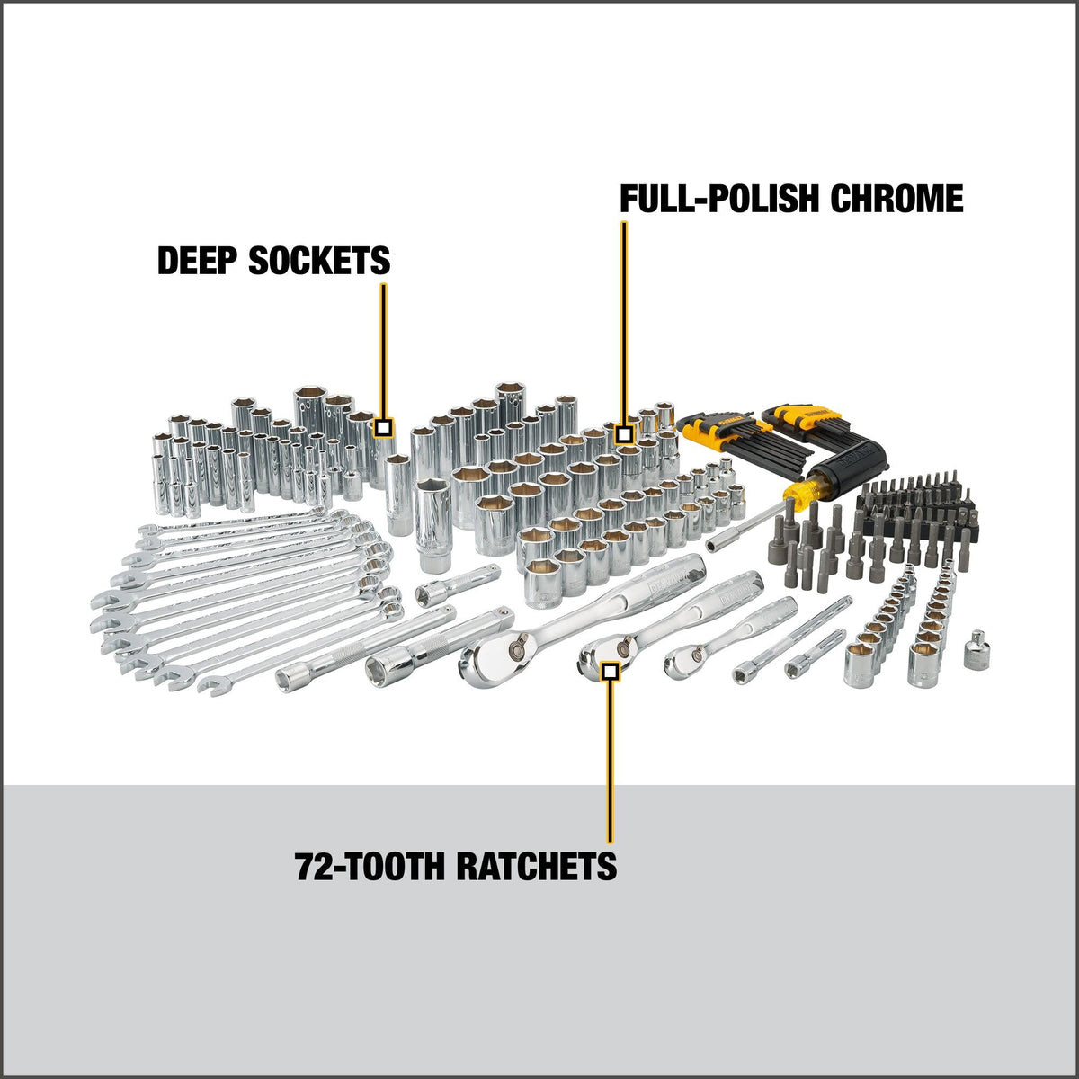 DEWALT 205-Piece Mechanics Tool Set DWMT81534 | 1/4, 3/8, 1/2 in Drives, SAE/Metric