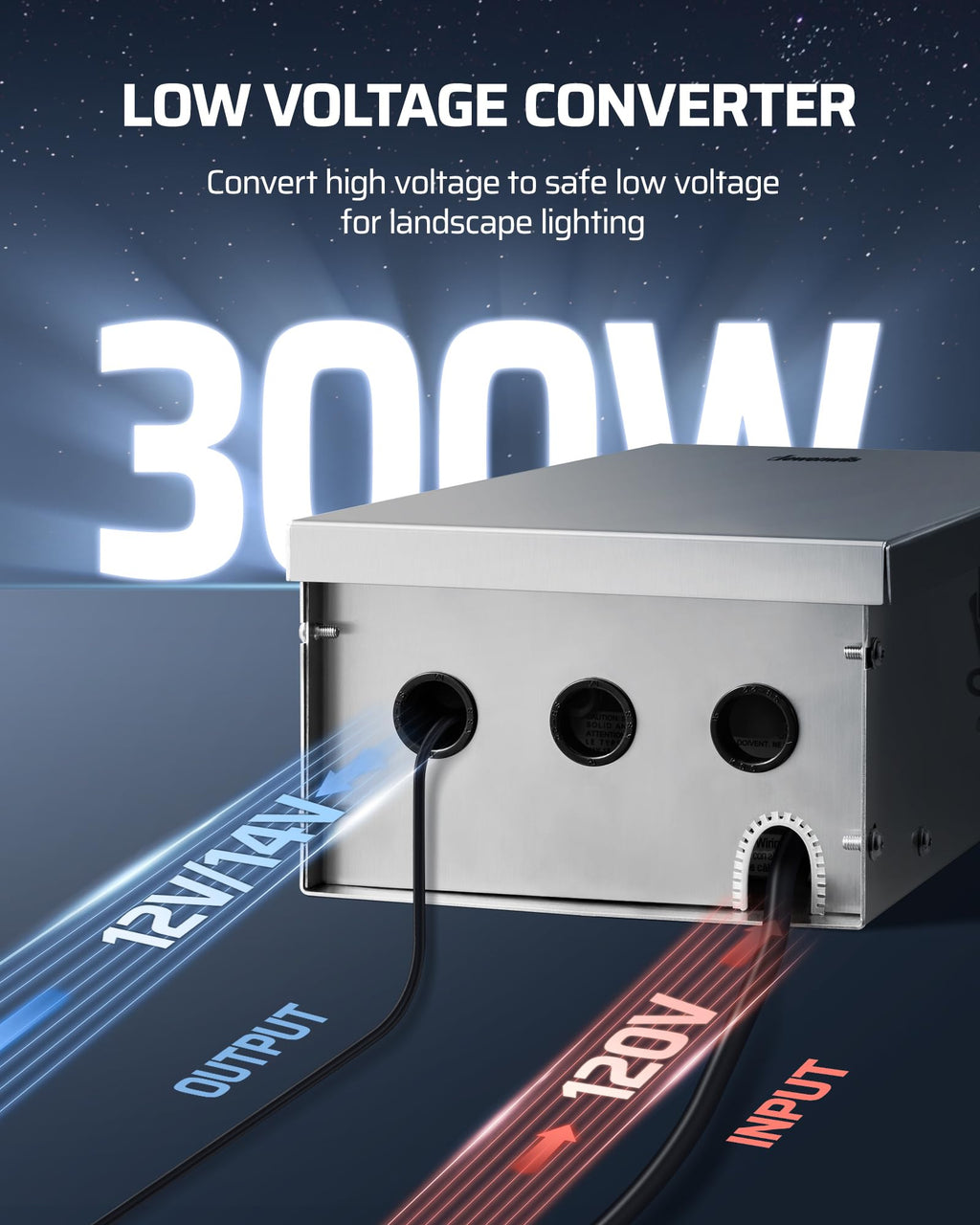 DEWENWILS 300W Wi-Fi Low Voltage Landscape Transformer — 3 Zones, Alexa & Google Assistant