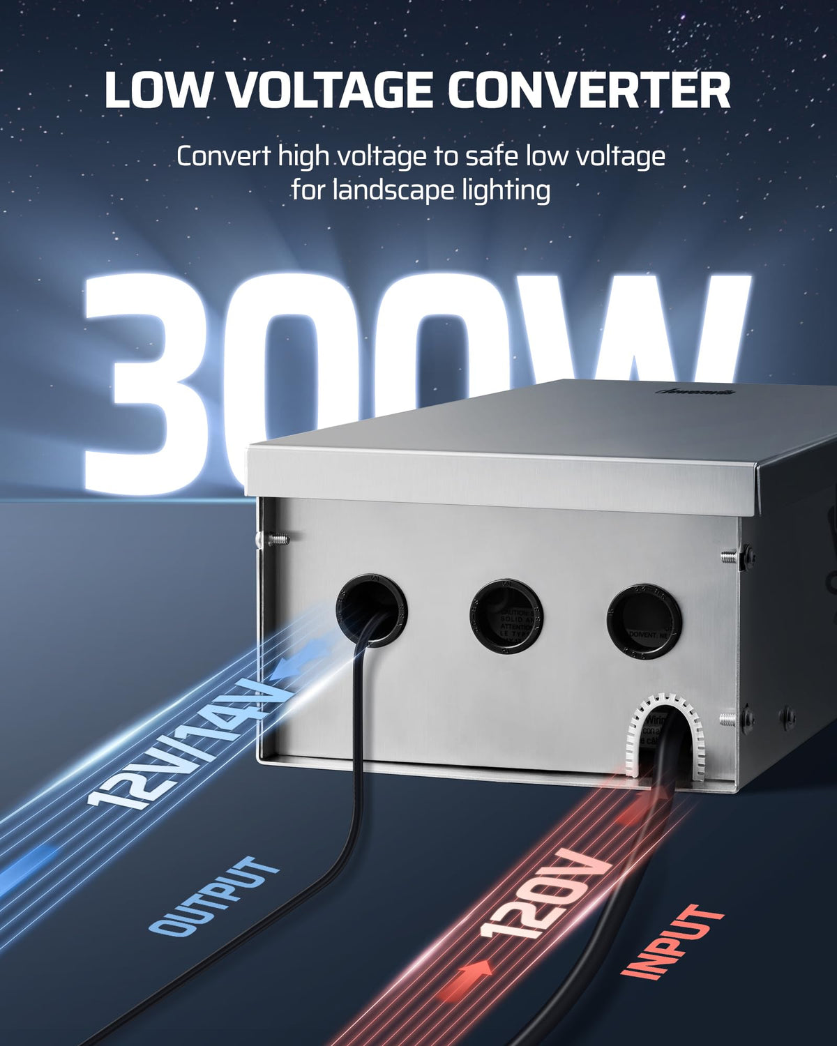 DEWENWILS 300W Wi-Fi Low Voltage Landscape Transformer — 3 Zones, Alexa & Google Assistant