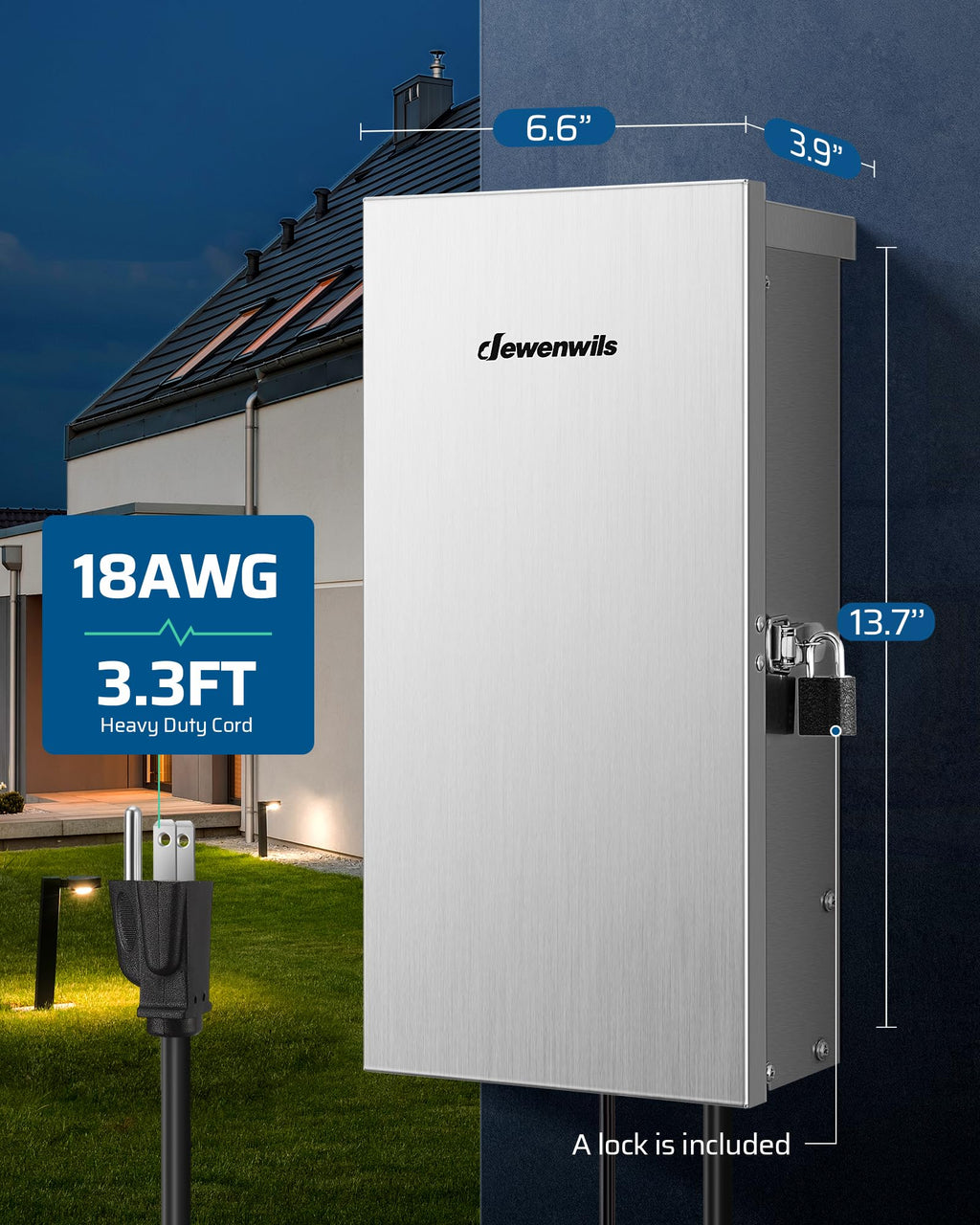 DEWENWILS 300W Wi-Fi Low Voltage Landscape Transformer — 3 Zones, Alexa & Google Assistant