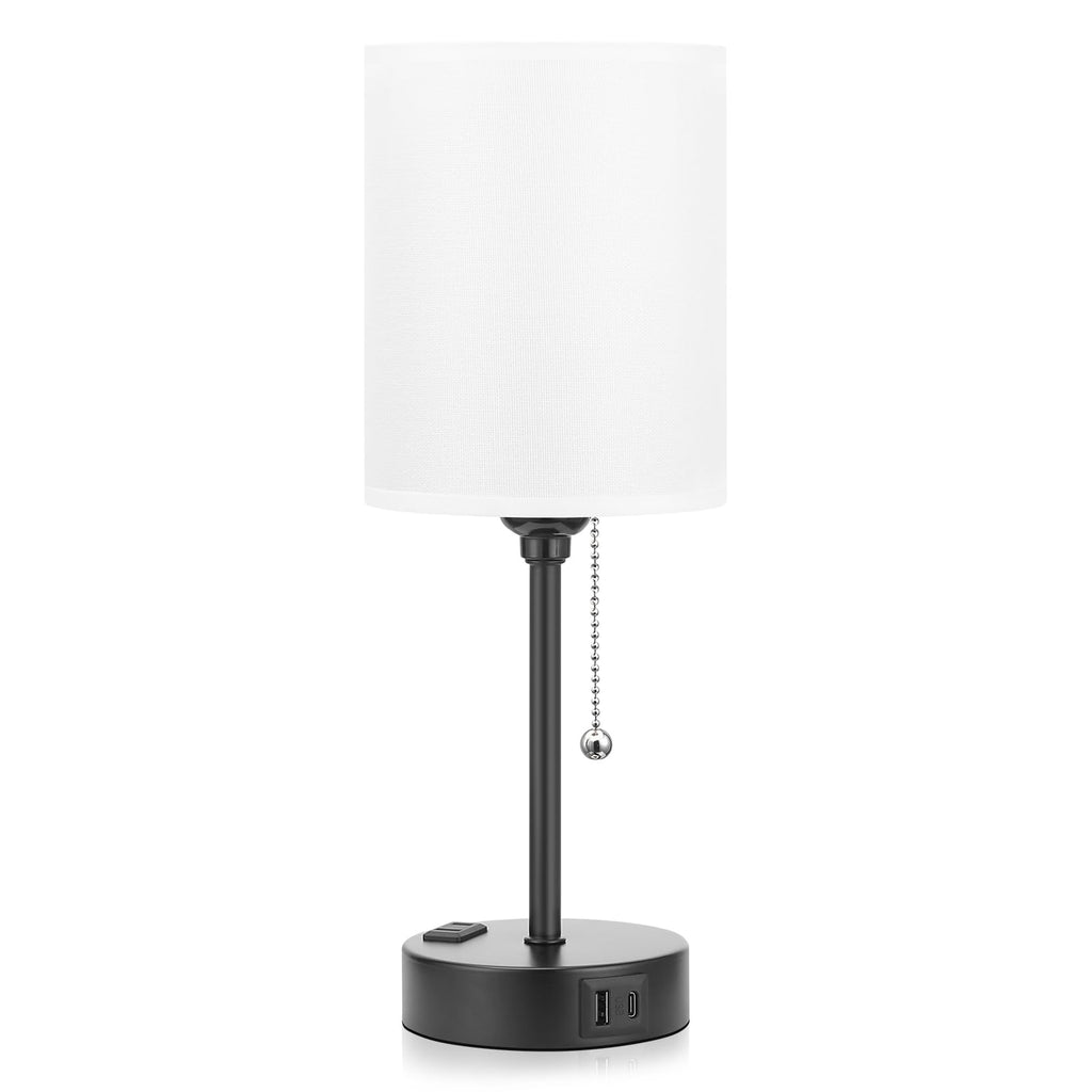 Dicoool Small Bedside Table Lamp – 3 Color Temperatures, USB-C/USB, AC Outlet