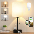 Dicoool Small Bedside Table Lamp – 3 Color Temperatures, USB-C/USB, AC Outlet