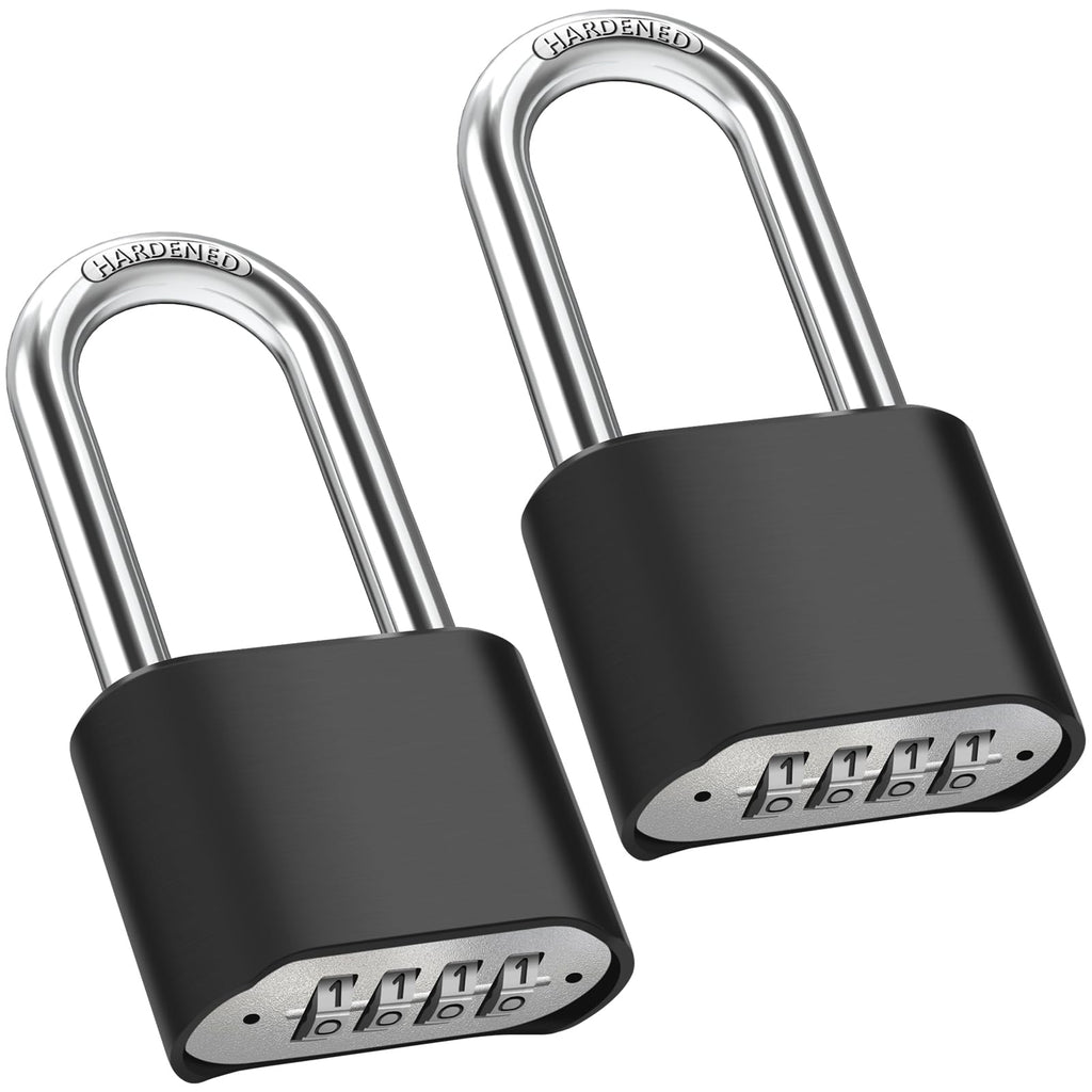 Diyife 2-Pack 2.5in Shackle Padlocks | Weatherproof, Resettable 4-Digit Combination