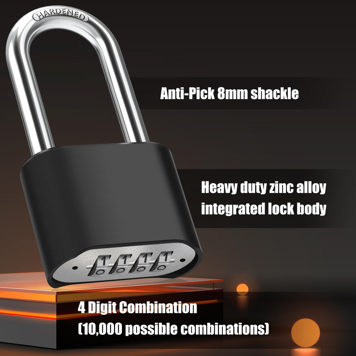 Diyife 2-Pack 2.5in Shackle Padlocks | Weatherproof, Resettable 4-Digit Combination