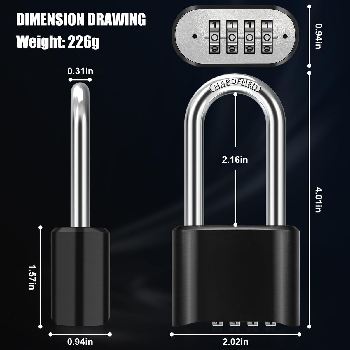 Diyife 2-Pack 2.5in Shackle Padlocks | Weatherproof, Resettable 4-Digit Combination