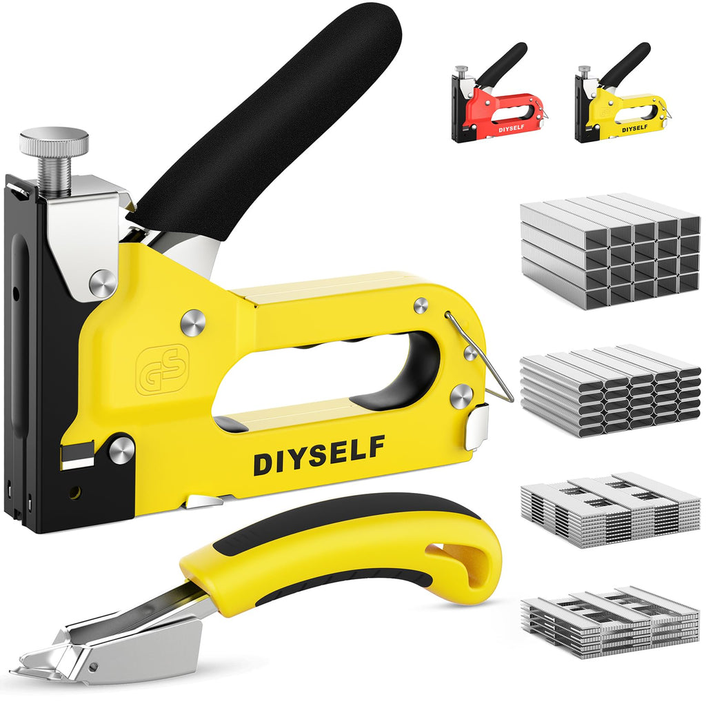 DIYSELF Heavy Duty 4-in-1 Staple Gun for Upholstery, Woodworking & DIY Projects | 4000 Staples Included