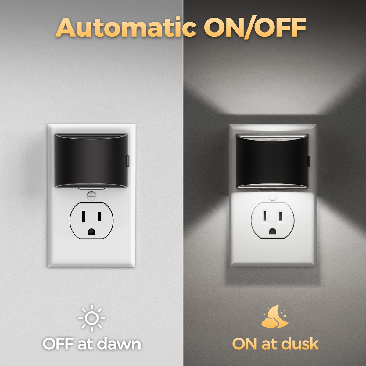 DORESshop LED Night Light 2 Pack – Plug-In Wall Lights, 3-Level Brightness, Dusk-to-Dawn Sensor, 5000K