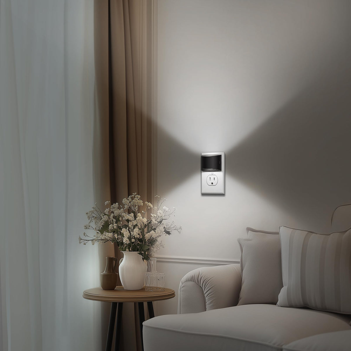 DORESshop LED Night Light 2 Pack – Plug-In Wall Lights, 3-Level Brightness, Dusk-to-Dawn Sensor, 5000K