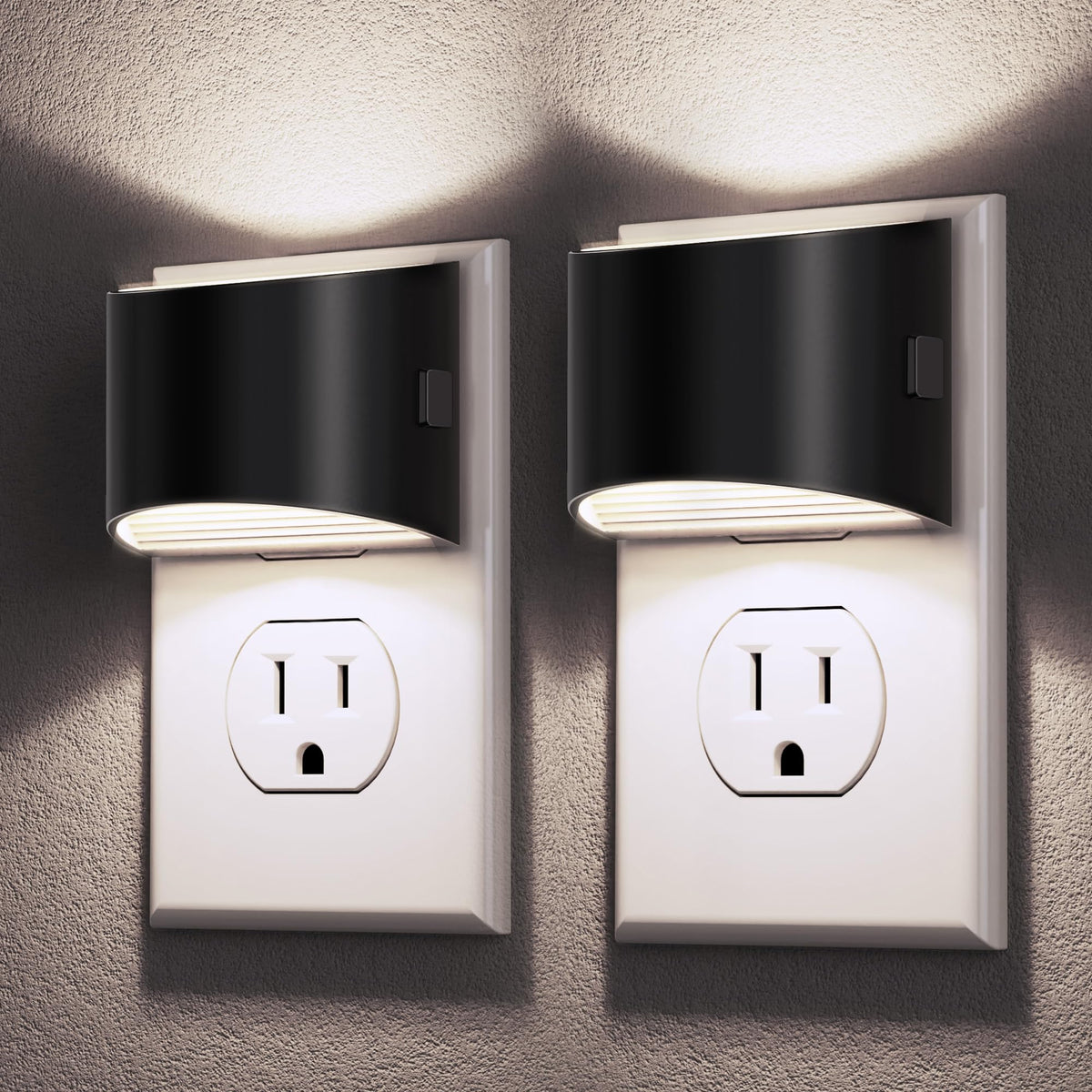 DORESshop LED Night Light 2 Pack – Plug-In Wall Lights, 3-Level Brightness, Dusk-to-Dawn Sensor, 5000K