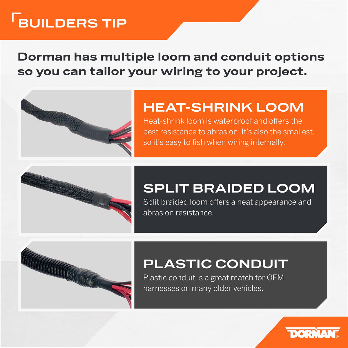Dorman 86632 3/8 in Black Flex Split Wire Conduit (100 ft) – Automotive & Industrial Wiring Protection