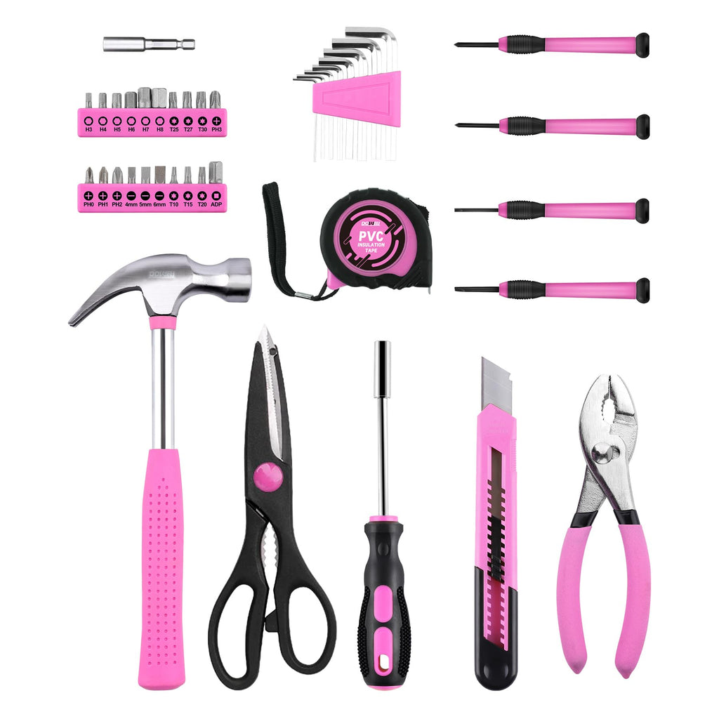 DOWELL 40-Piece Pink Home Tool Set with Case – DIY Hand Tool Kit