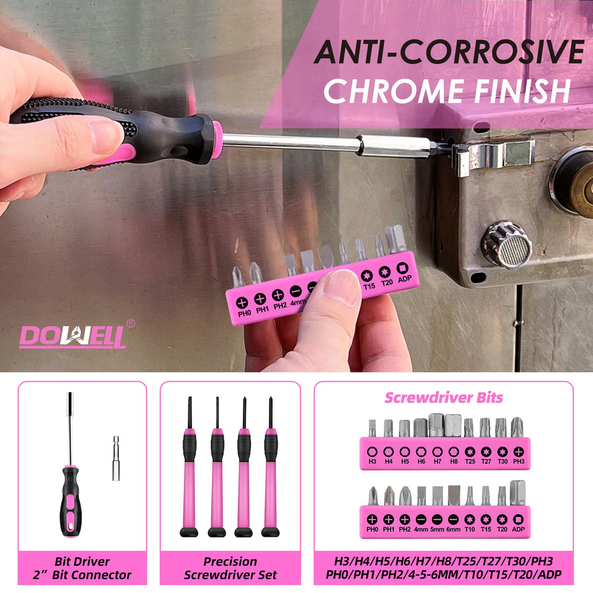 DOWELL 40-Piece Pink Home Tool Set with Case – DIY Hand Tool Kit