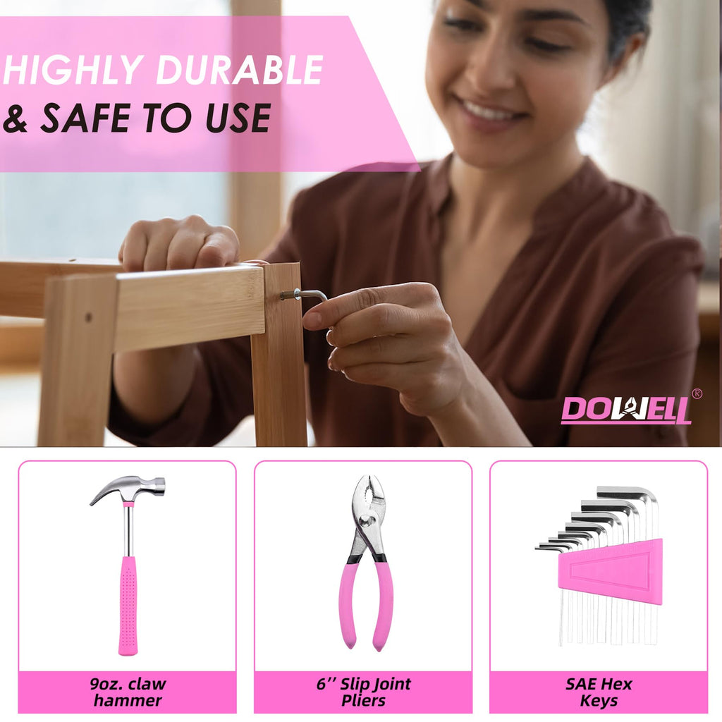 DOWELL 40-Piece Pink Home Tool Set with Case – DIY Hand Tool Kit