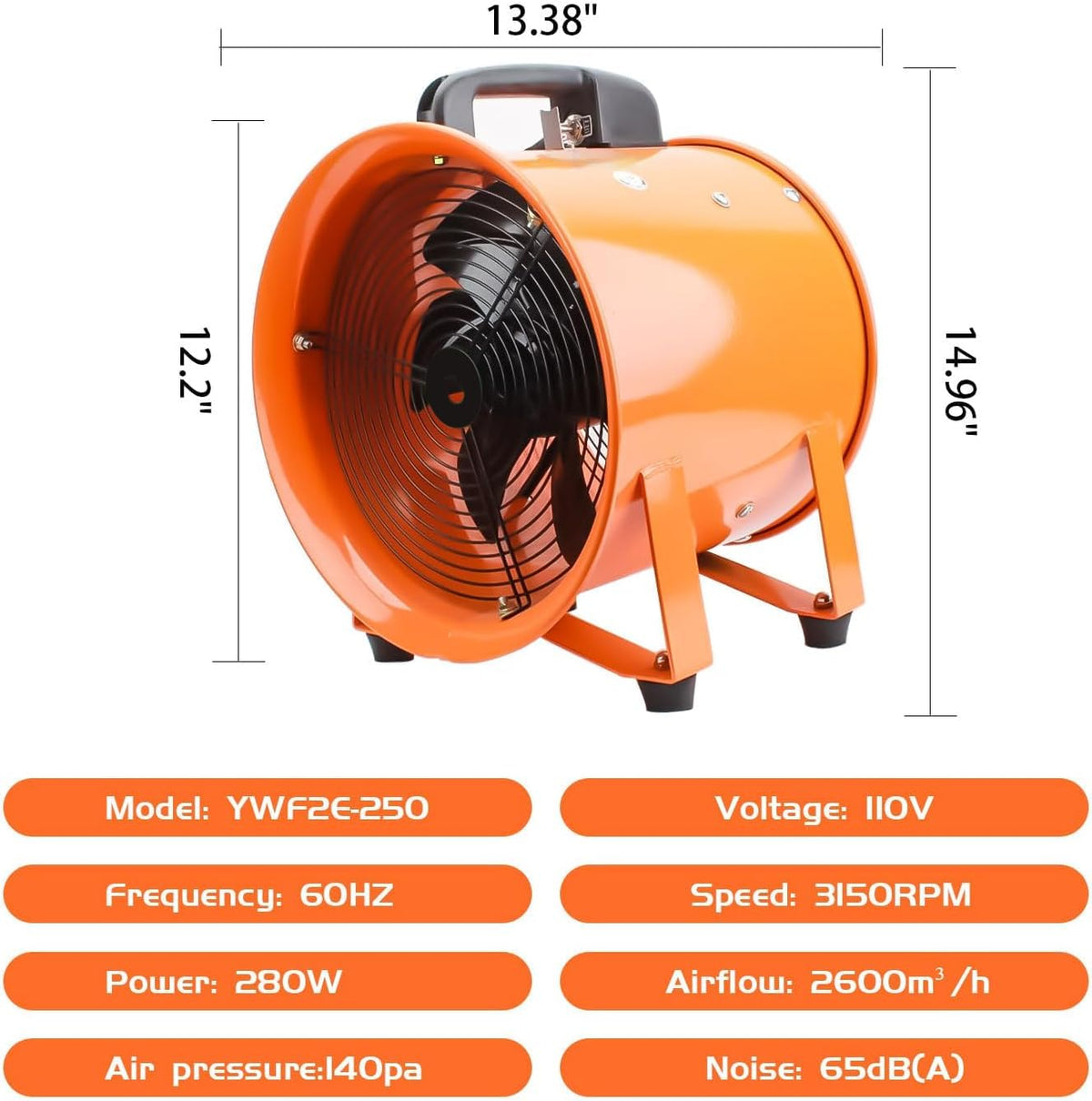 DreamDragon 10-Inch High-Velocity Portable Blower with 16.4ft Duct — 3150 RPM
