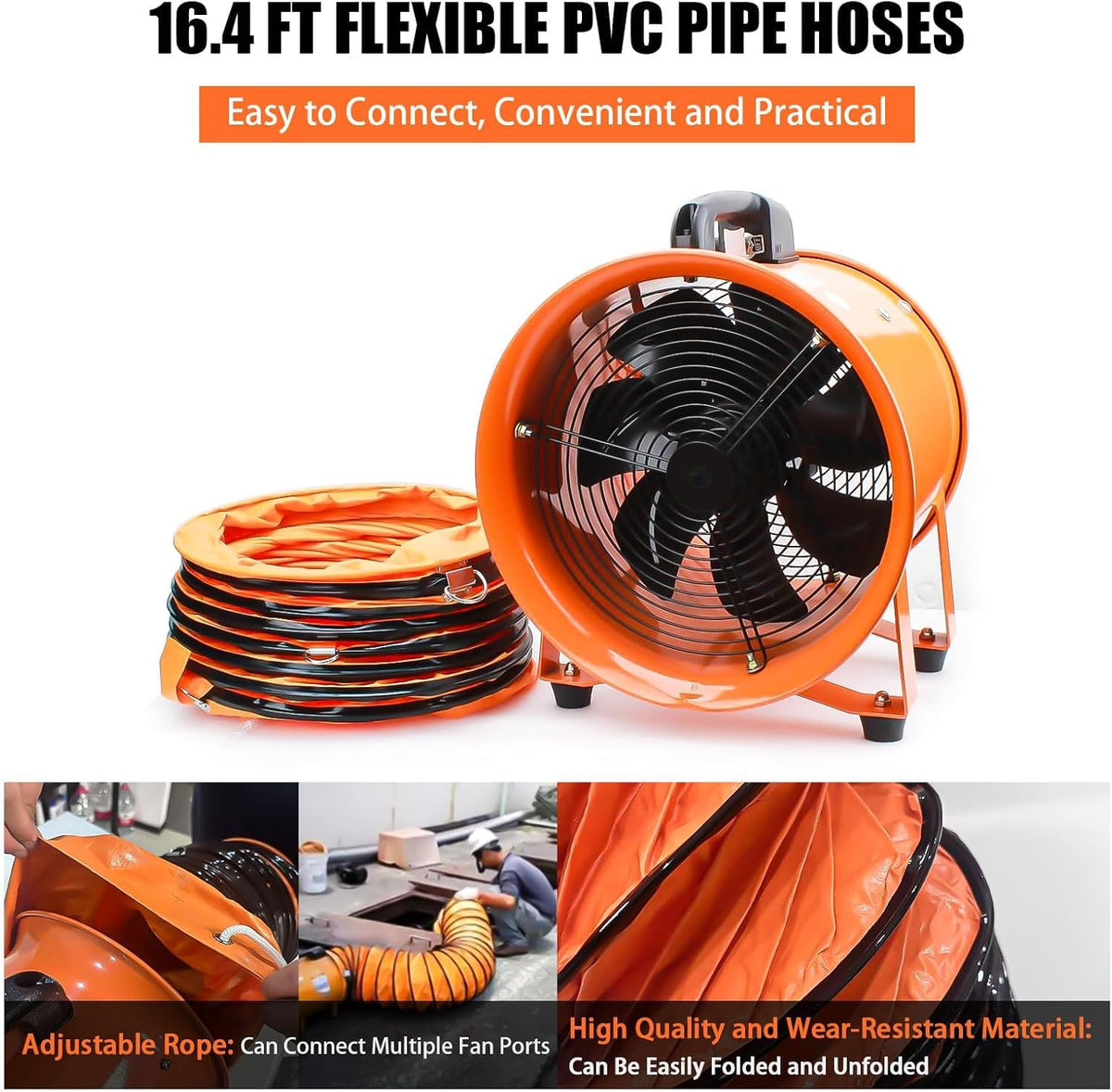 DreamDragon 10-Inch High-Velocity Portable Blower with 16.4ft Duct — 3150 RPM