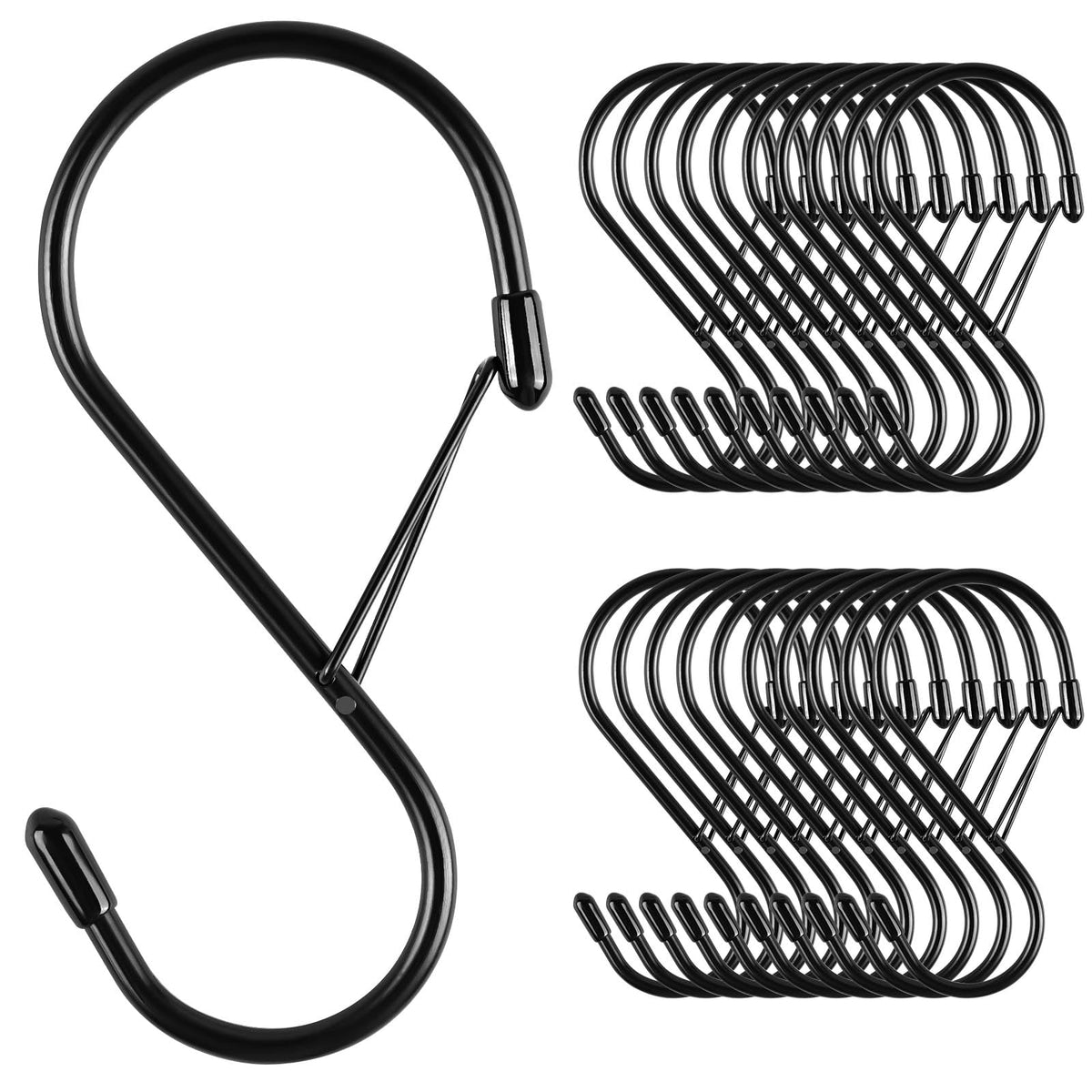 Dreecy 4-Inch S Hooks with Safety Buckle – 10-Pack Heavy-Duty Metal Hangers