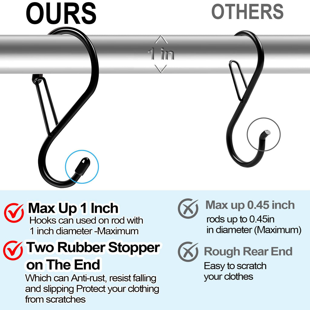 Dreecy 4-Inch S Hooks with Safety Buckle – 10-Pack Heavy-Duty Metal Hangers
