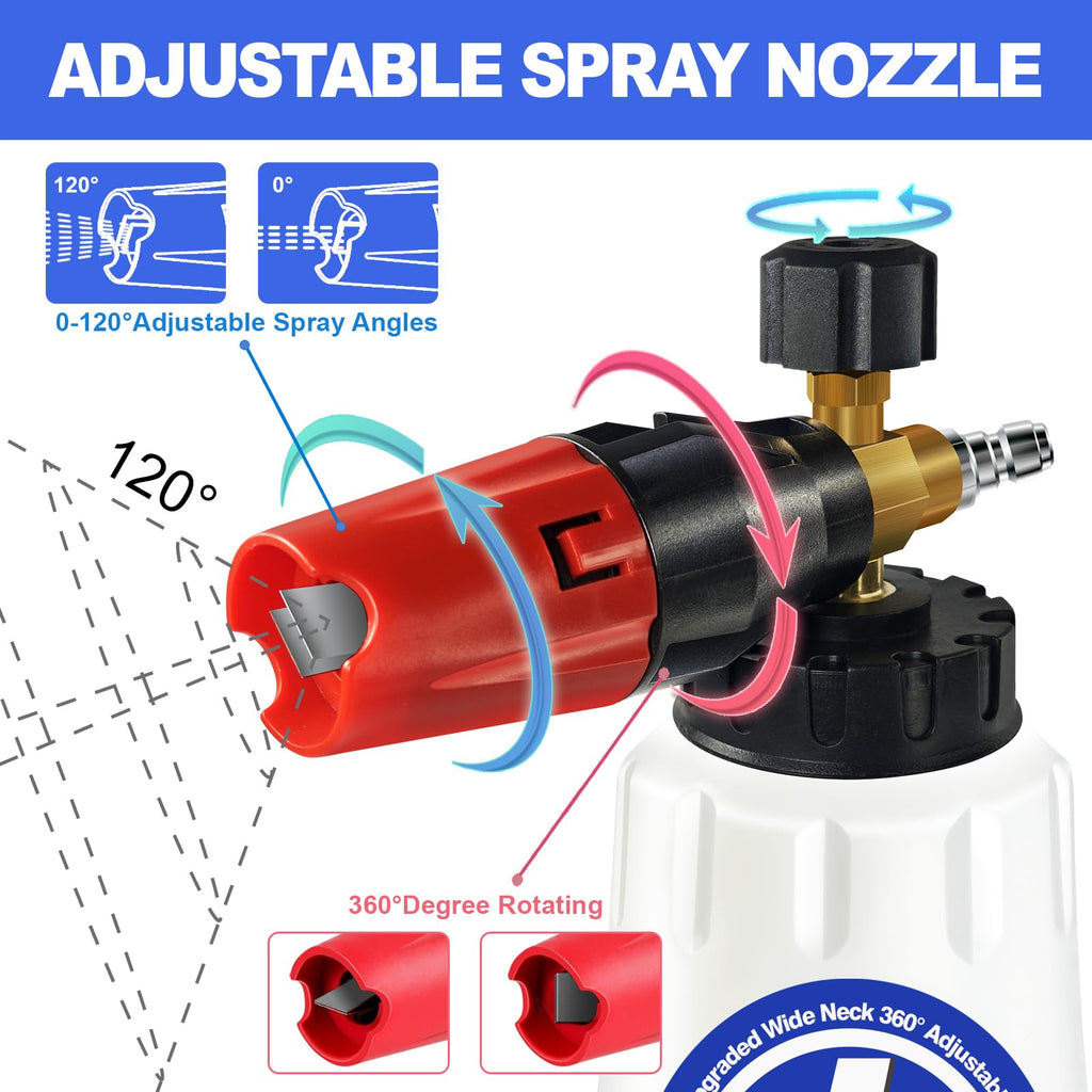 EARLEAS Foam Cannon for Pressure Washer | 1L Snow Foam Lance with 1/4-inch Quick Connector