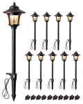 EDISHINE Low Voltage Pathway Lights – 10 Pack, Seeded Glass, 12V 3W, 120LM, 3000K, ORB Bronze