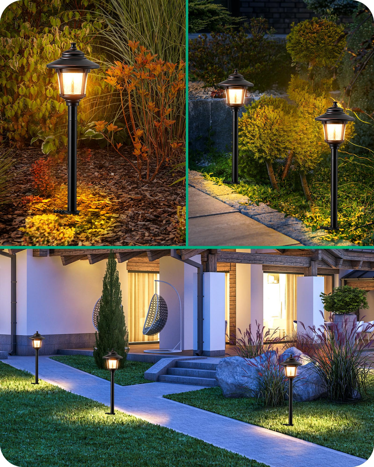 EDISHINE Low Voltage Pathway Lights – 10 Pack, Seeded Glass, 12V 3W, 120LM, 3000K, ORB Bronze