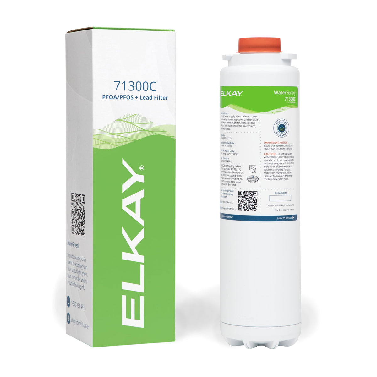 Elkay WaterSentry 71300C Filter — NSF/ANSI 42/53/401 Certified PFAS, Lead & Microplastics Reduction | 2,250-Gallon Life