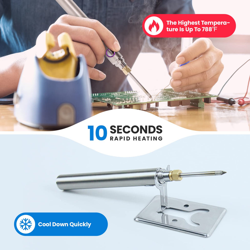 ELMCONFIG Cordless Soldering Kit — USB Rechargeable, Portable Soldering Gun, 788°F Heating