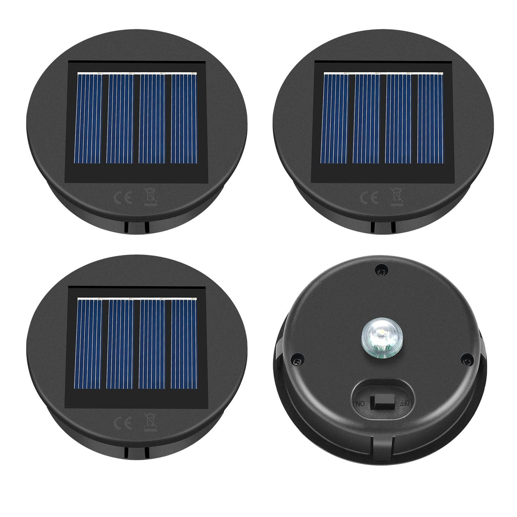 ELUTENG Solar Light Replacement Top 4 Pack – 3.15in Top / 2.83in Bottom, IP55, Warm White LED