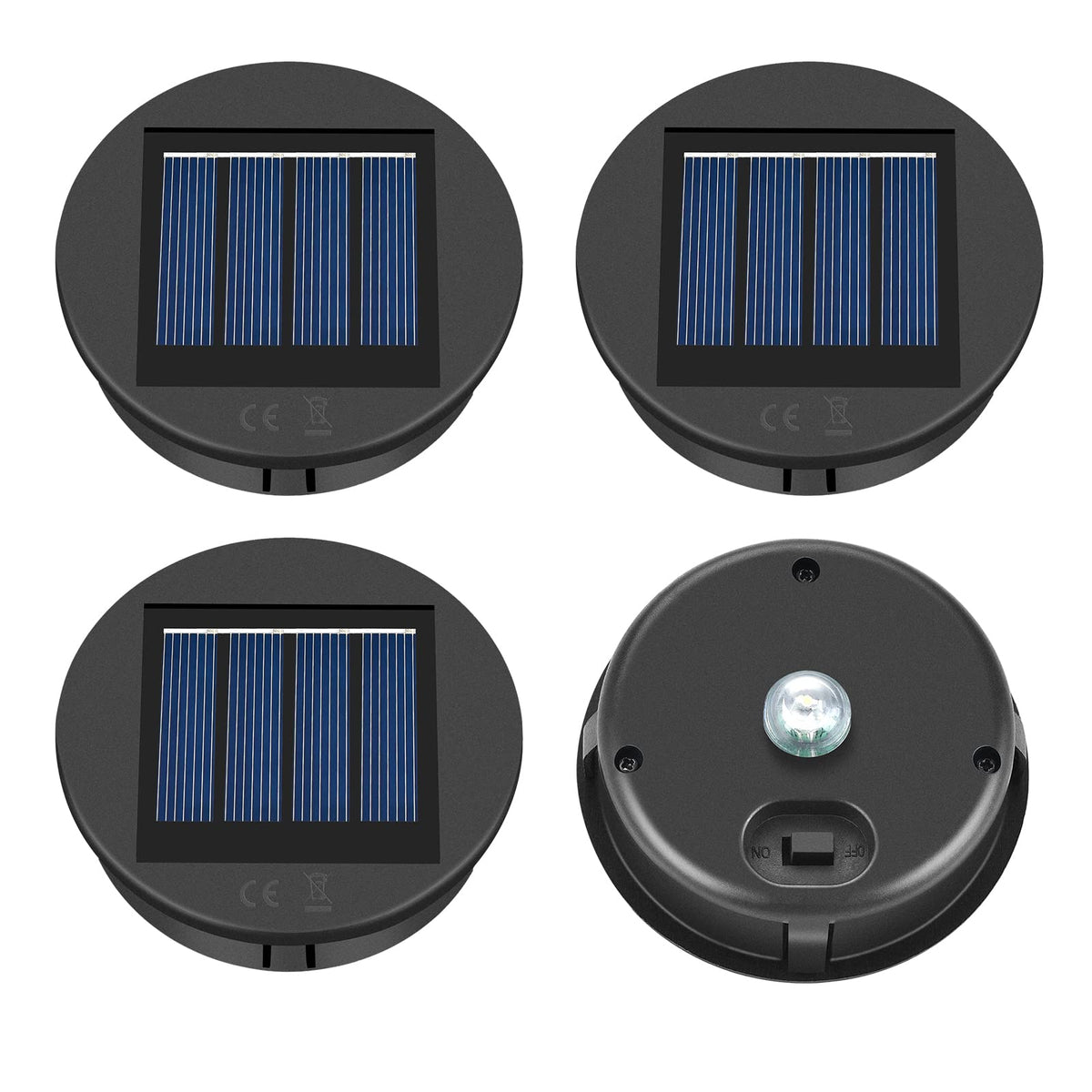 ELUTENG Solar Light Replacement Top 4 Pack – 3.15in Top / 2.83in Bottom, IP55, Warm White LED
