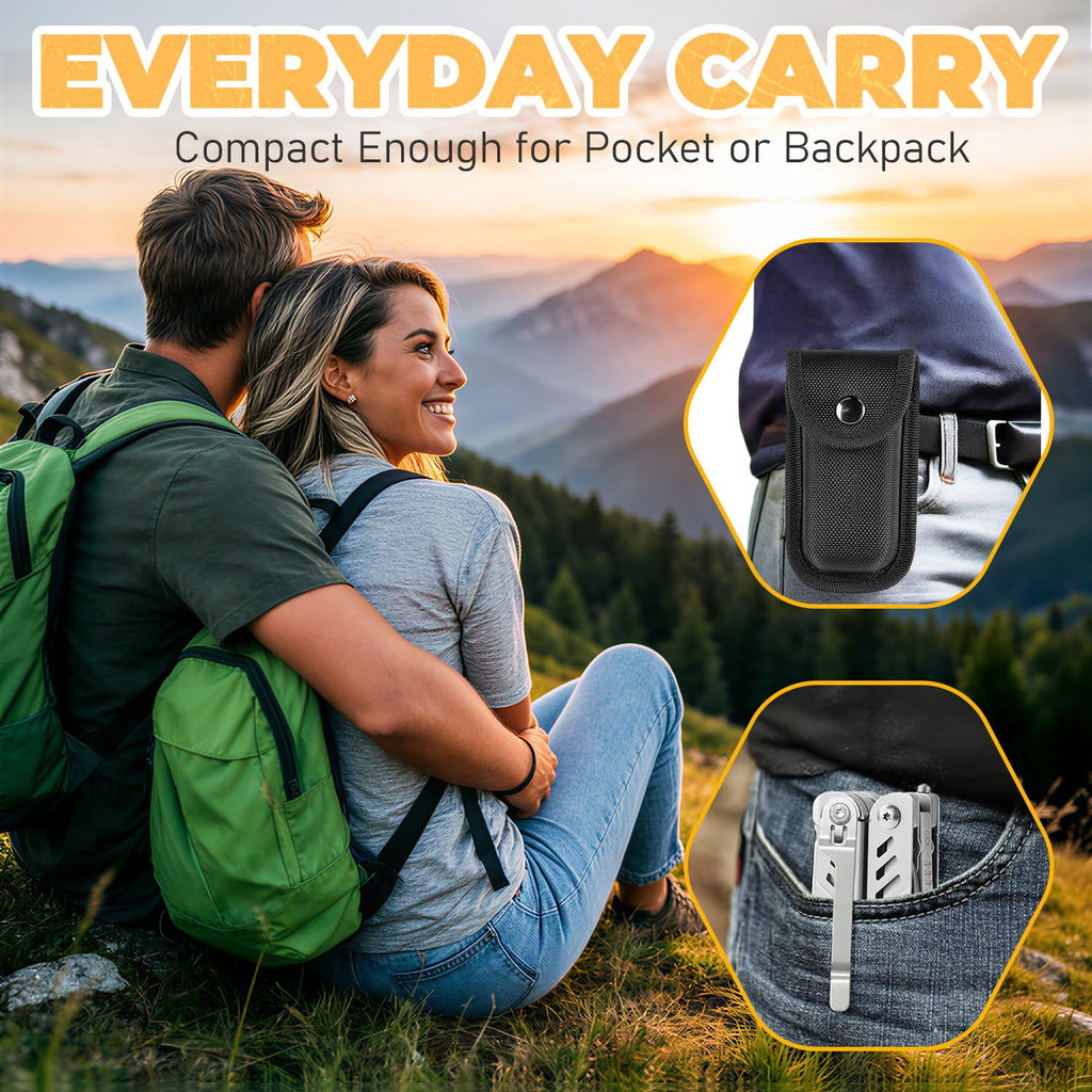 Elvesoar 21-in-1 Stainless Steel Multitool – Self-Locking EDC with Pliers, Knife, Saw, Bits, Fire Starter