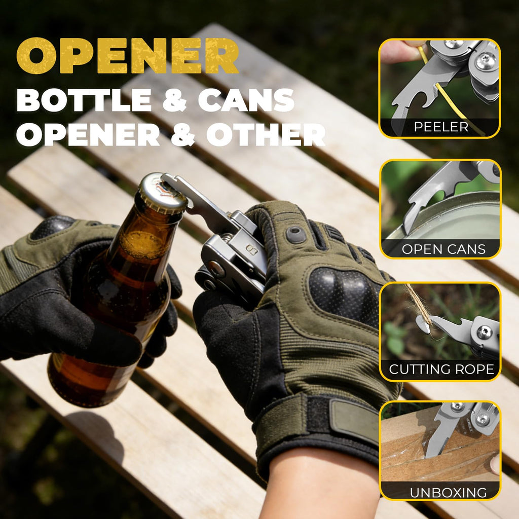 Elvesoar 21-in-1 Stainless Steel Multitool – Self-Locking EDC with Pliers, Knife, Saw, Bits, Fire Starter