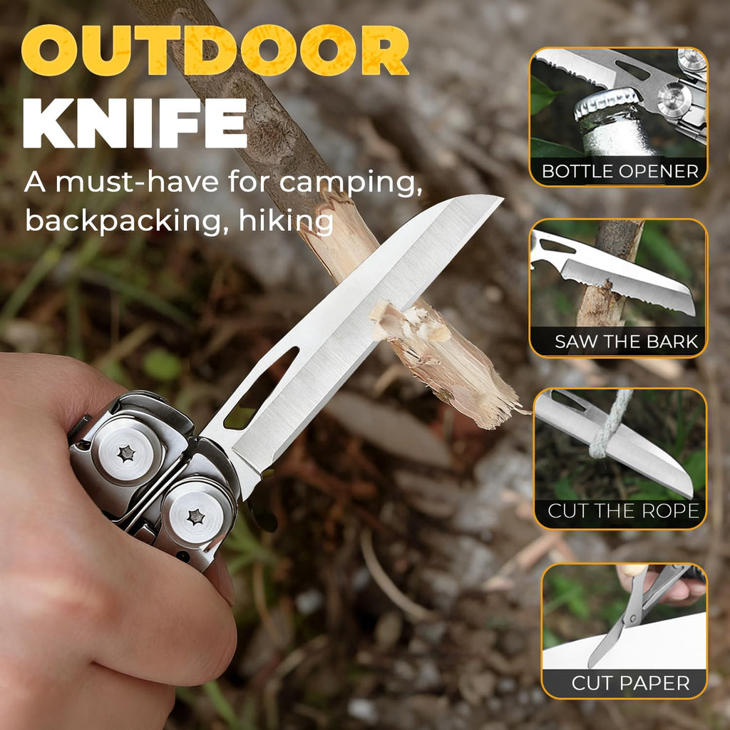 Elvesoar 21-in-1 Stainless Steel Multitool – Self-Locking EDC with Pliers, Knife, Saw, Bits, Fire Starter