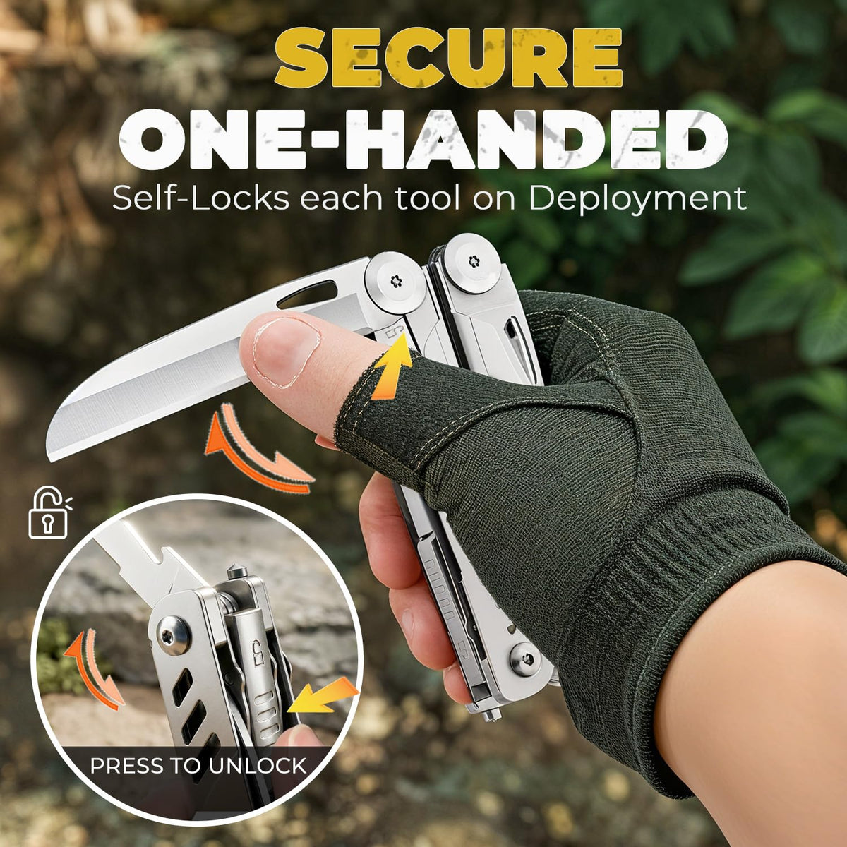 Elvesoar 21-in-1 Stainless Steel Multitool – Self-Locking EDC with Pliers, Knife, Saw, Bits, Fire Starter