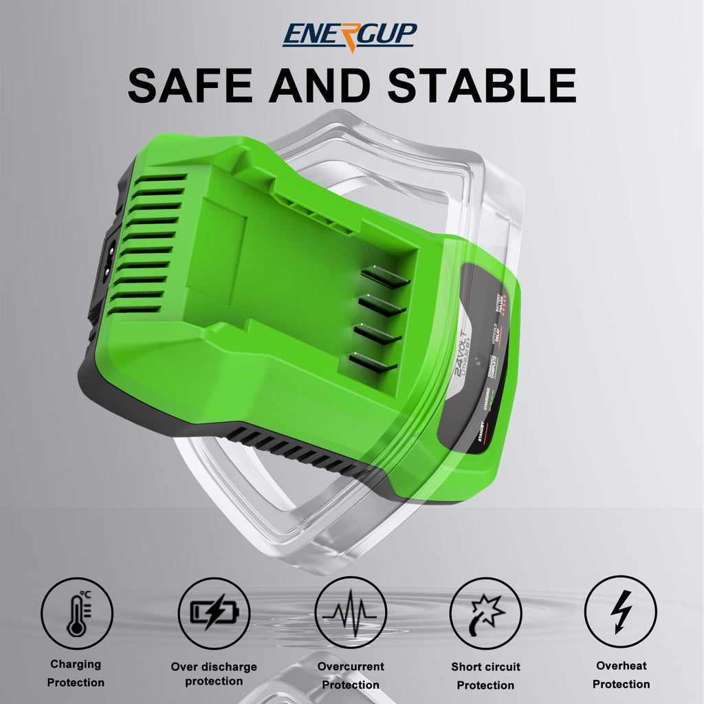 Energup 24V CAF806 Charger for Greenworks 24V Batteries | Fast, Compatible