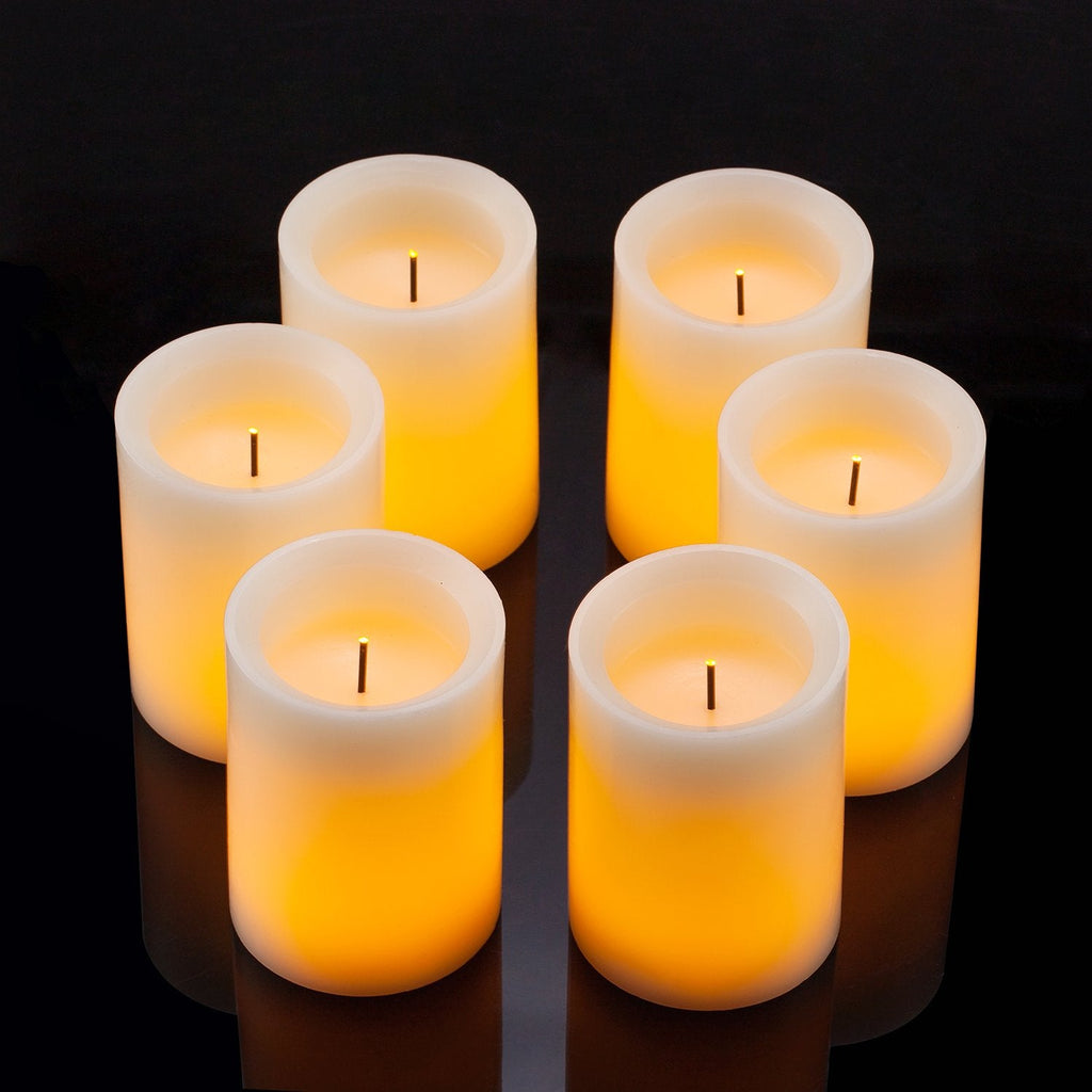 Enpornk Flameless LED Candles 3x4 Ivory — Set of 6 with Remote Timer