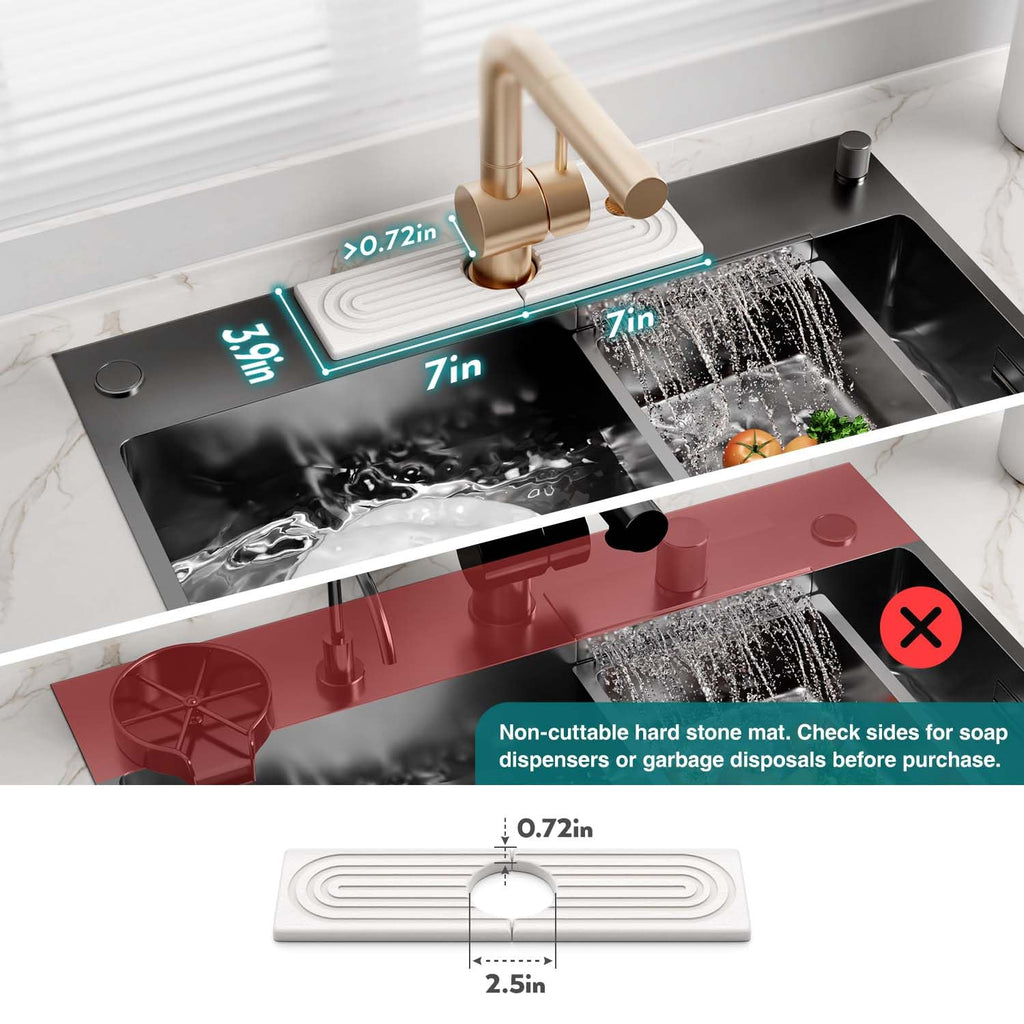 eormoe Diatomite Kitchen Faucet Mat – 14in Quick-Dry Stone Tray for Sinks & Countertops